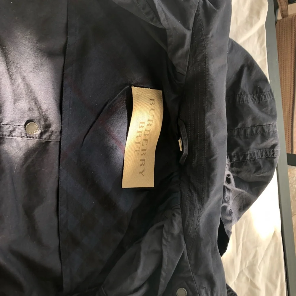 Burberry Navy Blue Hooded Trench Coat - Picture 4 of 8